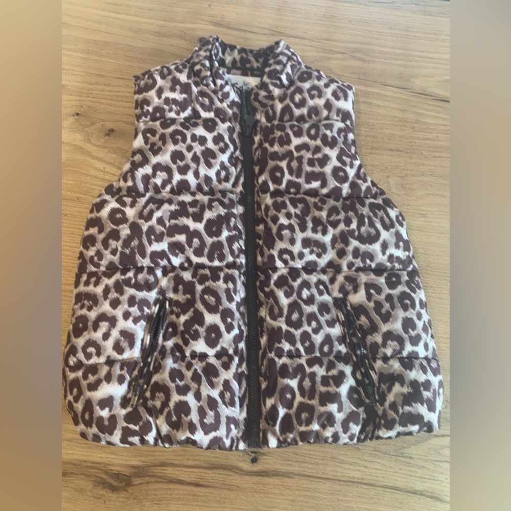 Justice‎ Animal Print Winter Vest Full Zip Tan Brown Girls 14 Preloved